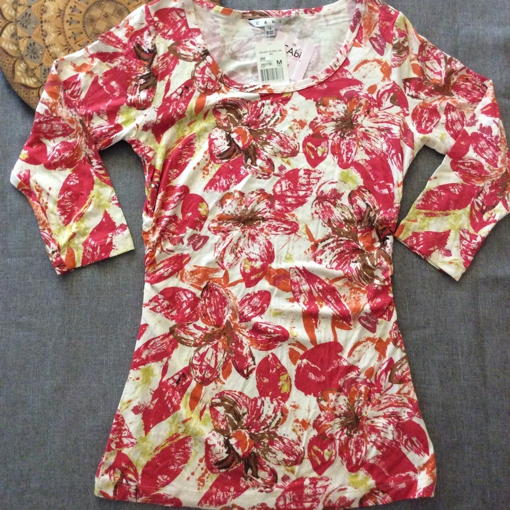 CAbi Splashy Floral Tee Style #886 NWT